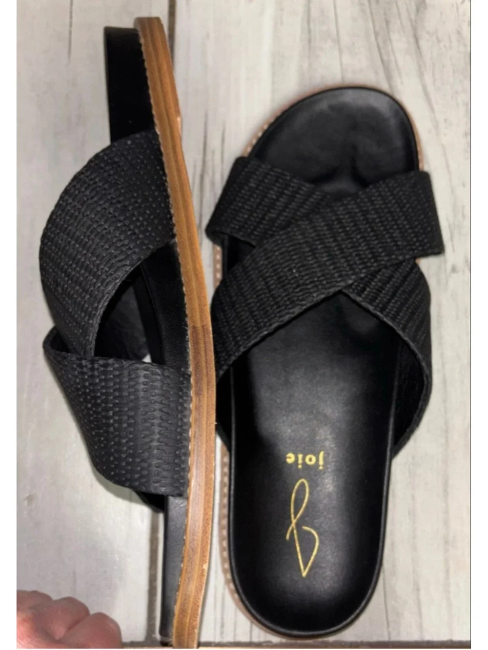 Joie Beachy Woven Minimalist Crisscross Wide Strap Slide Sandals Women’s 10